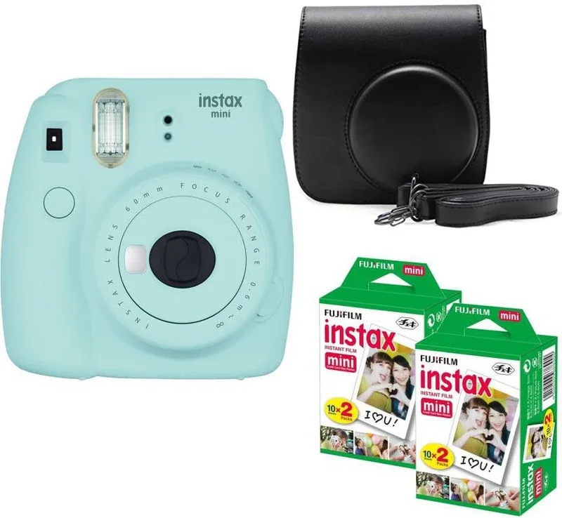 FUJIFILM Mini 9 Ice Blue With Black Case And 40 Shots Instant Camera(Blue)