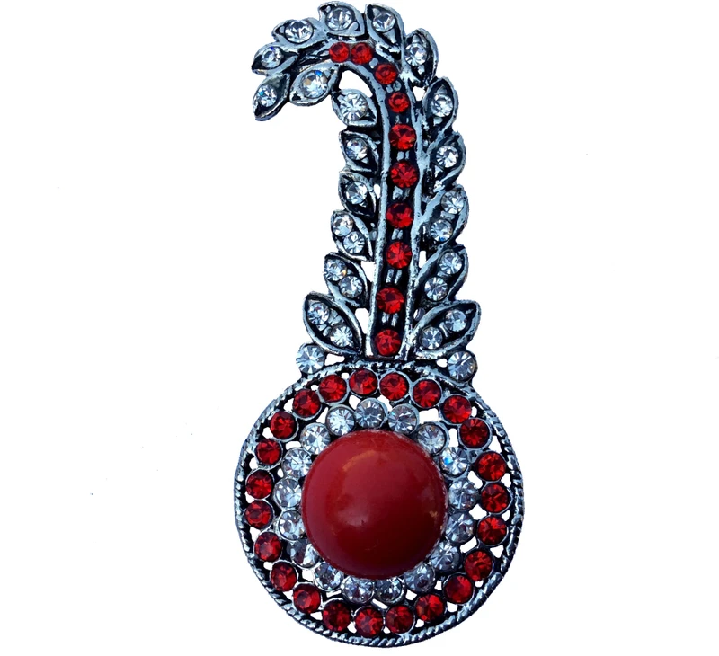 FURE Round Bead Kilangi Brooch(Red)