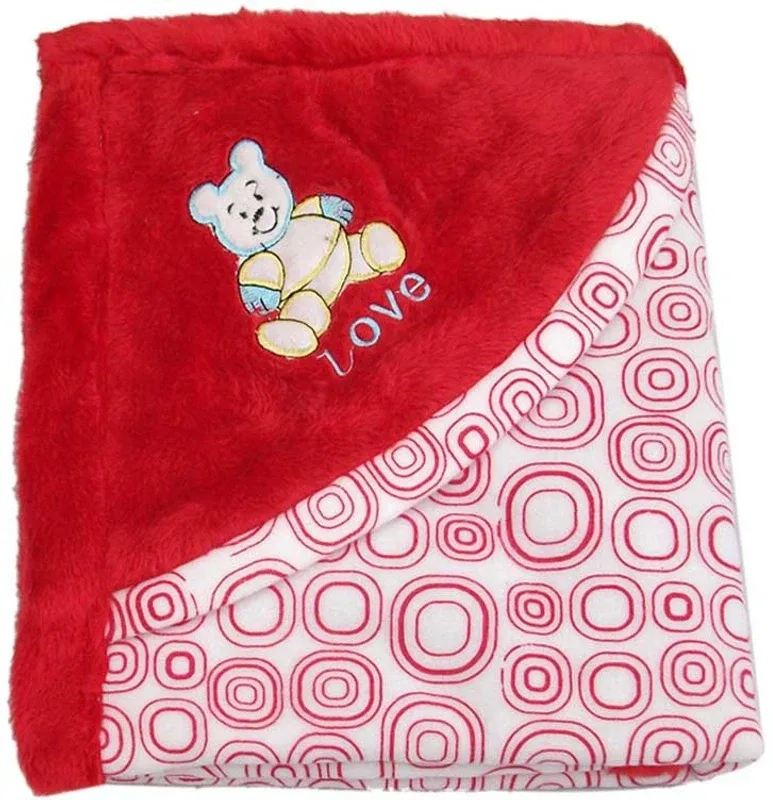 Gargshope Cartoon Crib Coral Blanket for Mild Winter(Polyester, Red)