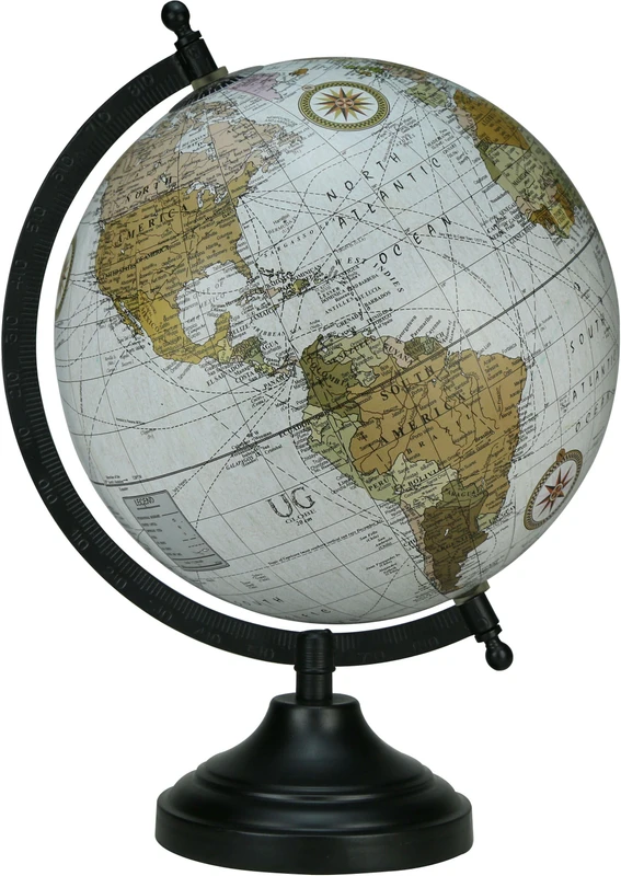 Globeskart Designer Antique Ruff Off White Desk and Table Top Political World Globe(Medium Ruff Off White)
