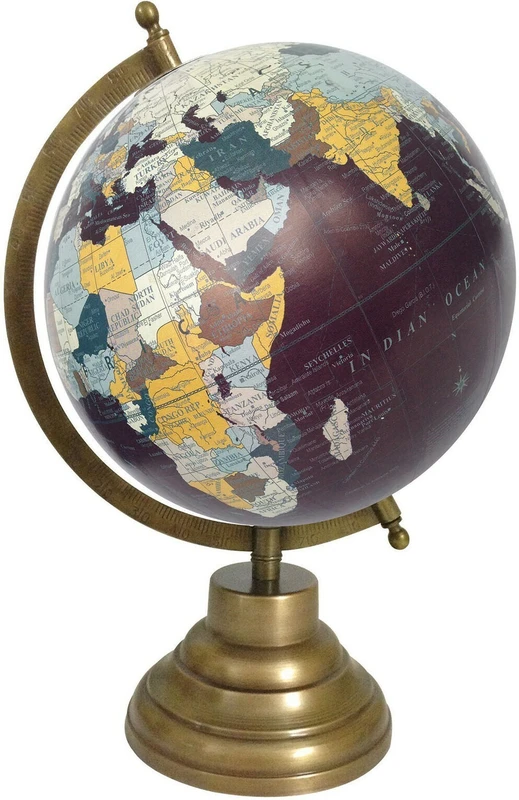 Globeskart Designer Midnight Indigo with Antique Brass Finish Stand Desk & Table Top Political World Globe(Medium Indigo)