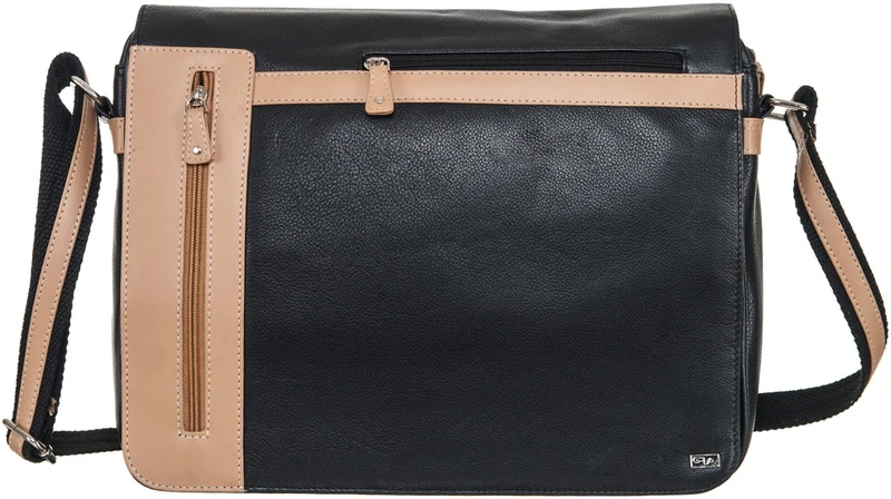 Goodwill LEATHER ART 14 inch Expandable Laptop Messenger Bag(Black)