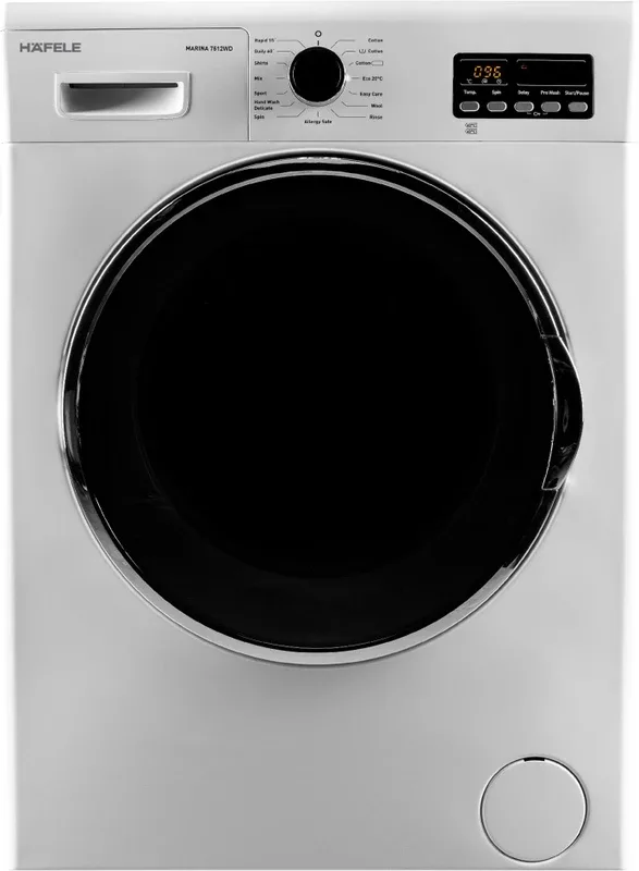 Hafele 7 kg Allergy Care, Smart Foam Control Fully Automatic Front Load Washing Machine with In-built Heater White(Marina 7512WD)