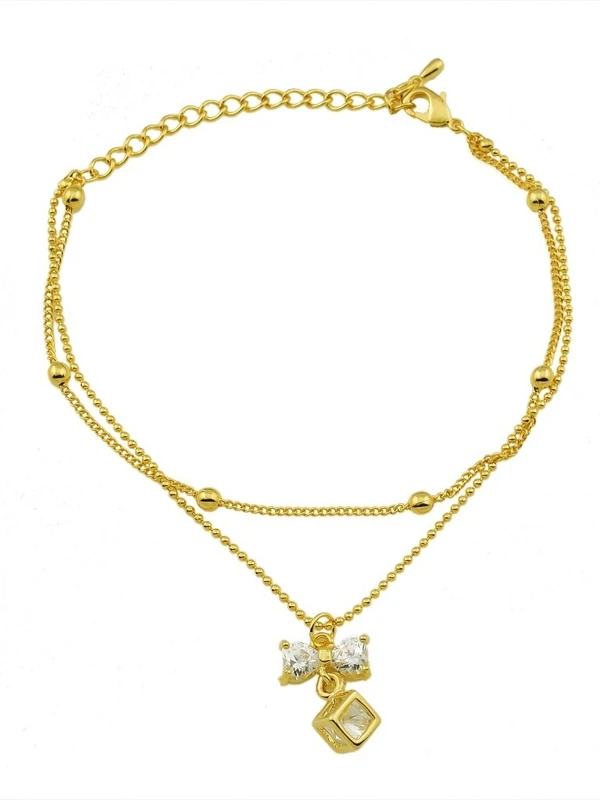 HIGH TRENDZ Alloy Cubic Zirconia Gold-plated Bracelet