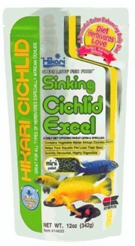 Hikari Sinking Cichlid Excel Fish Food (Mini) 342g Shrimp 0.45 kg Dry New Born, Young, Adult Fish Food