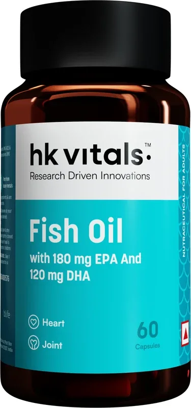 hk vitals Fish Oil | 1000mg Omega 3 with 180mg EPA & 120mg DHA(60 Capsules)