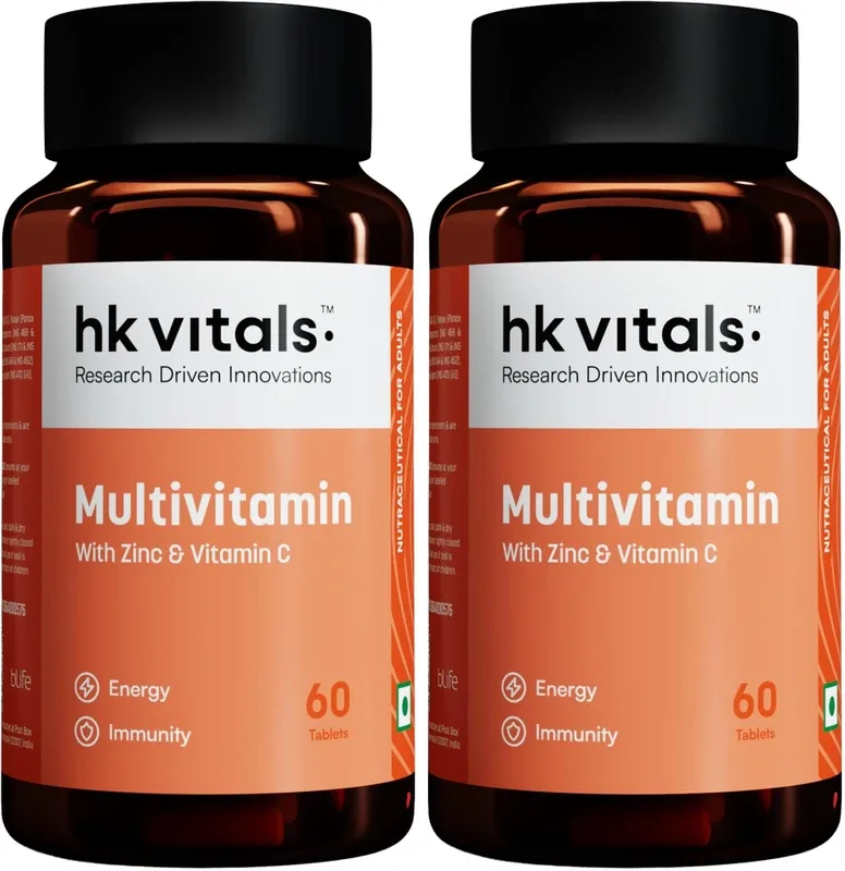 hk vitals Multivitamin | With Zinc, Vitamins C & D3, Multiminerals & Ginseng Extract(2 x 60 Tablets)