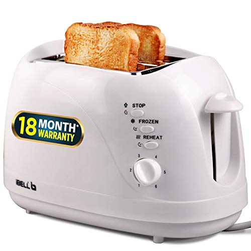 iBELL TOAST75 750-Watt Auto Pop-up Bread Toaster with Removable Crumb Tray, Mid Cycle Heating Element (White)