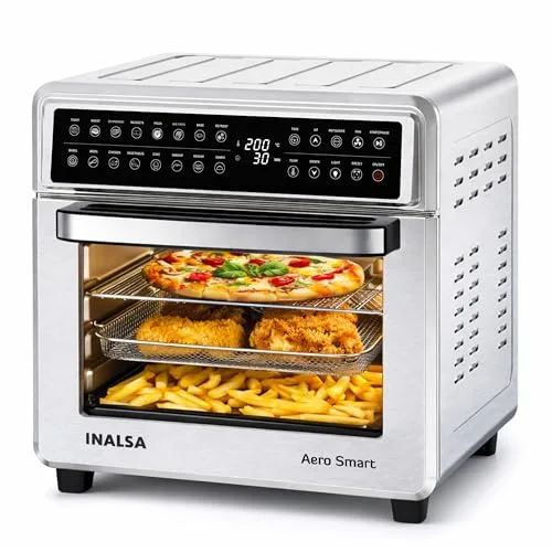 INALSA Air Fryer Oven With 23L Capacity|1700 W-16 Preset Programs |Digital Display and Touch Control| Rotisserie & Convection| 9 Accessories| Recipe Book|2 Year Warranty-Aero Smart