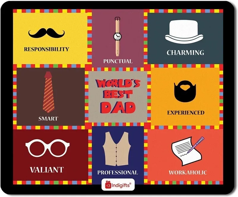 Indigifts Dad Gift, Mouse Pad, Fathers Day Gift, Fathers Birthday Gift, Daddy Birthday, Gift for Papa, Mousepad_S-MPDRBBK01RTMP-DAD18255 Non Slip Base Mousepad(Multicolor)