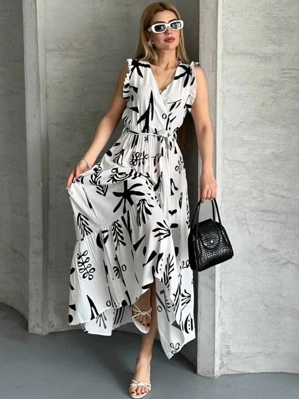 Isha Enterprise Women Fit and Flare White Maxi/Full Length Dress