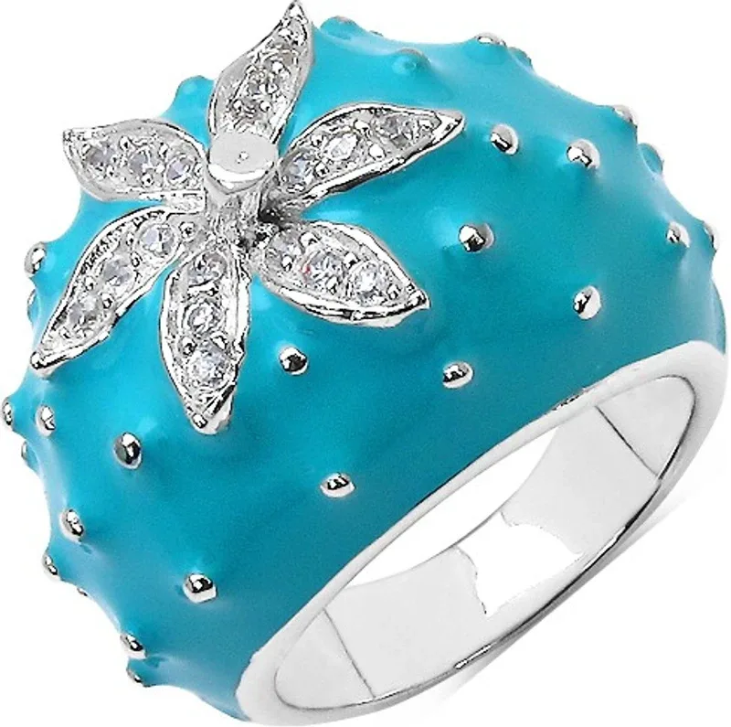 Johareez Sterling Silver Cubic Zirconia Sterling Silver Plated Ring