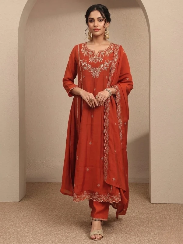 KACHIBA Embroidered Kurta, Trouser/Pant & Dupatta Set