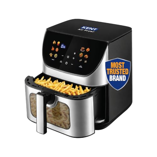 KENT Digital Air Fryer 8.5L | 1700W | Bake, Grill & Roast | Up to 80% Less Oil Usage | 12 Preset Menu | Digital Display & Touch Control Panel | Glass Window with in built Light | Auto Cut-Off | Black