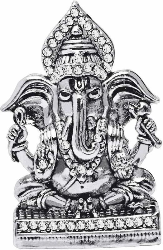 Kulin God Ganesh | Ganpati | Vighanharta | Lord Ganesha Idol For Car Dashboard | Home Décor | Gifting Decorative Showpiece  -  3 cm(Silver Plated, Silver)