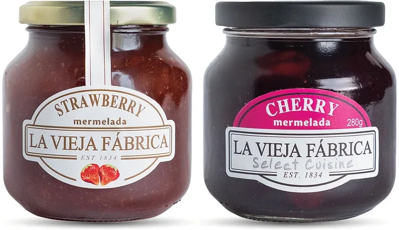 La Vieja Fabrica Strawberry Jam 350g and Cherry Jam 285g (Combo Pack)(635 g, Pack of 2)