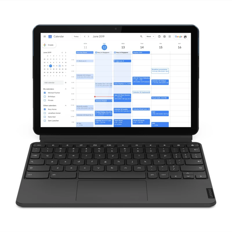 Lenovo Ideapad Duet Chromebook 4 GB RAM 128 GB ROM 10.1 inch with Wi-Fi Only MediaTek P60T Octa Core Tablet (Ice Blue, Iron Grey)