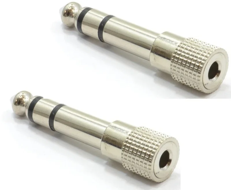 LipiWorld (Pack 2) Male to Female Stereo Audio Headphone Jack 6.35MM Male to 3.5MM Female(Silver)