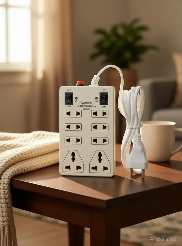 LNVO Multi Plug Power Strip Extension Board Cord 2 Meter Long Wire 8 Socket Extension Boards(White, 2 m)