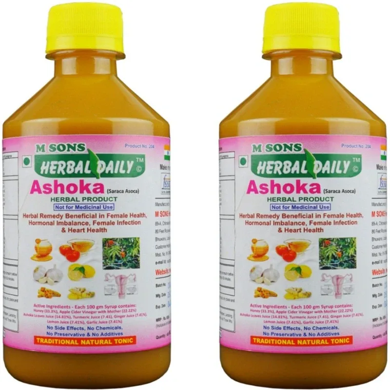 M SONS Herbal daily Ashoka pack 1 for for Female Health, Hormonal Imbalance, PMS, Irregular Menses(2 x 200 ml)