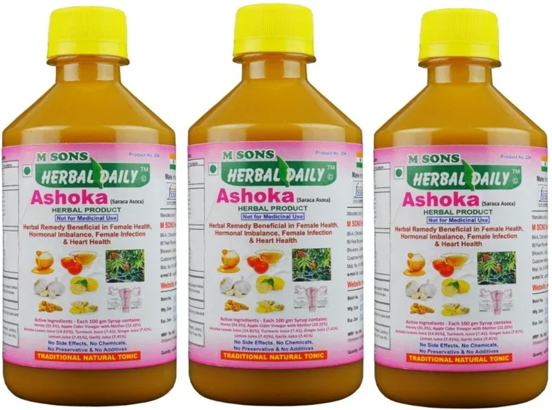 M SONS Herbal daily Ashoka pack 2 for Female Health, Hormonal Imbalance, PMS, Irregular Menses(3 x 133.33 ml)