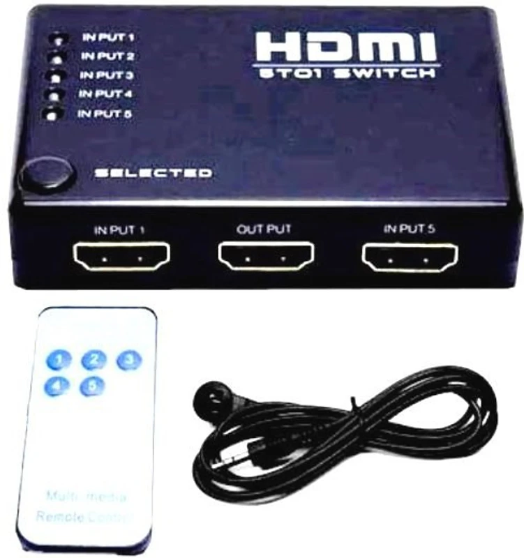 MEF HDMI Screen Switcher 1X5 HDMI with Remote Control Media Streaming Device(Black)