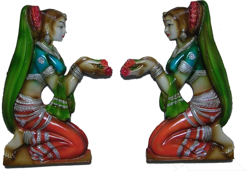 Megifting Swagat - Welcome Lady (Set of 2) Ideal for Door Home Decor Wall Hanging Decorative Showpiece  -  19.7 cm(Polyresin, Multicolor)