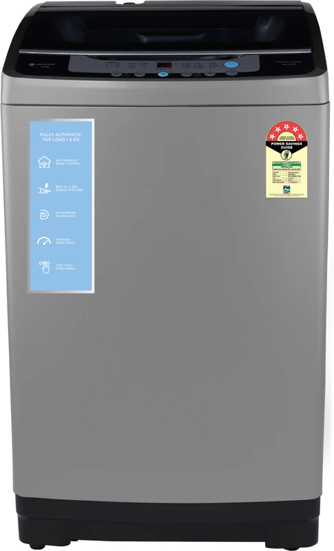 MOTOROLA 8 kg Smart Wi-Fi Enabled Inverter Technology Fully Automatic Top Load Washing Machine Grey(80TLIWBM5DG)