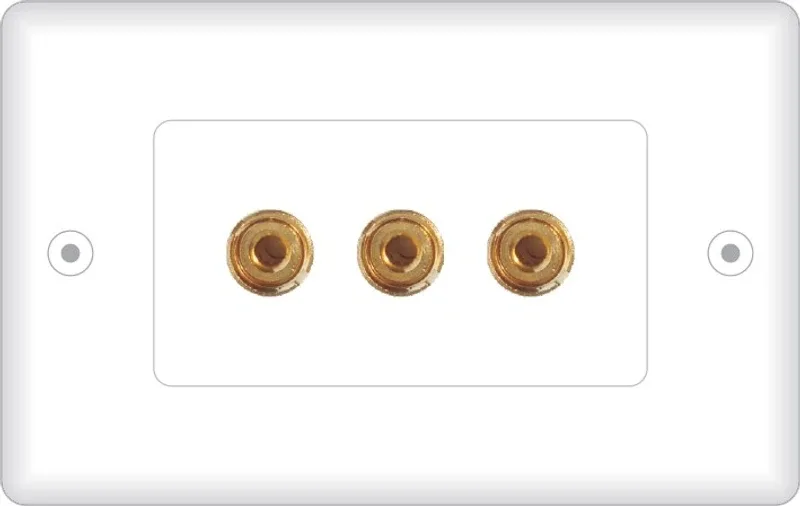 MX 3 SOCKET BANANA BINDING POST FEMALE Speaker Cable WALL PLATE FACEPLATE (114 X 70 mm) Dock(White)