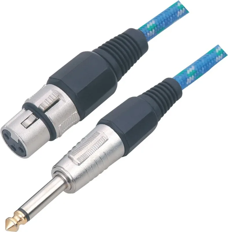 MX MX XLR FEMALE 3 PIN MIC TO P-38 MONO JACK CABLE - TIP GOLD PLATED - 5 mtrs Cable(Black, Blue)