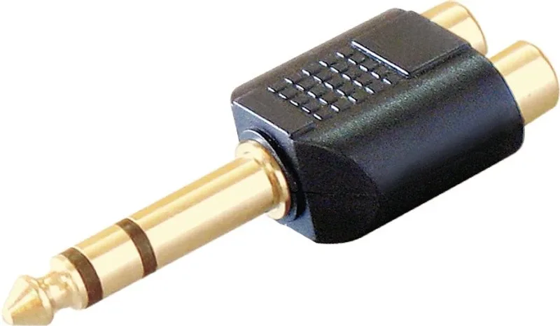 MX TRS Stereo Jack 6.3mm to Composite Audio 2 RCA Adaptor(Gold, Black)