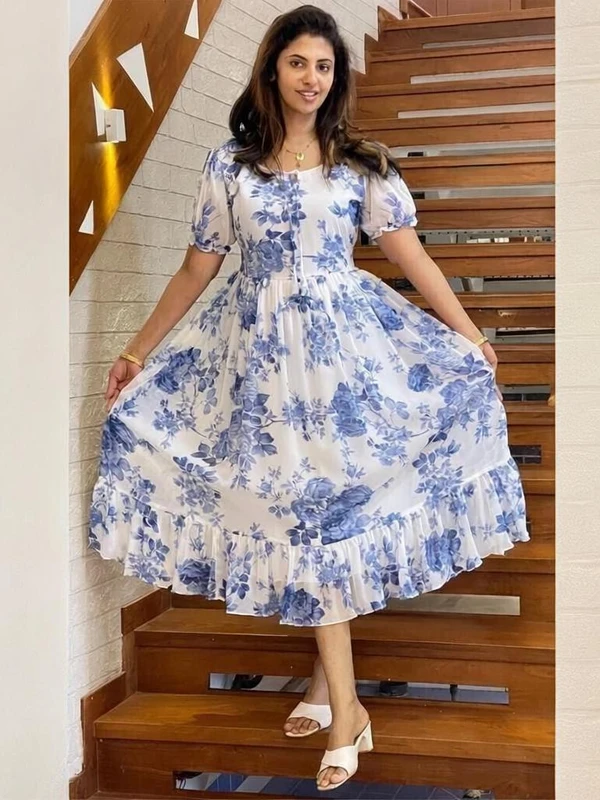 Nautiful Women Fit and Flare Blue Midi/Calf Length Dress