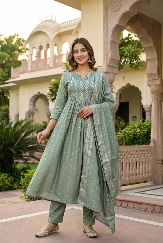 New Ethnic 4 You Women Kurta Pant Dupatta Set