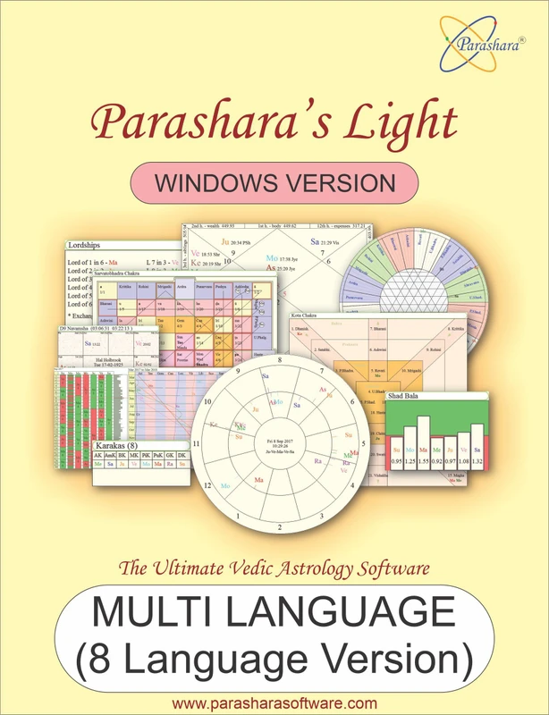 Parashara Light 9.0 8 Language Version Astrology Software (Professional Edition) for Win.(Life-Time, 1 PC)