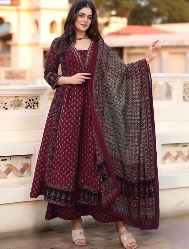 PINKLABEL Women Kurta Palazzo Dupatta Set