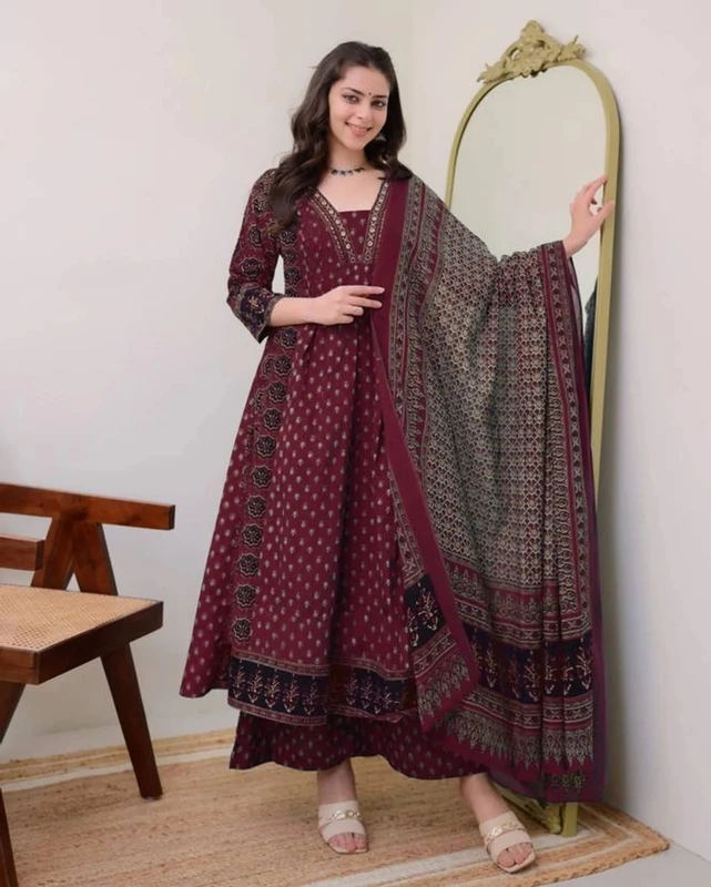 PINKLABEL Women Kurta Palazzo Dupatta Set