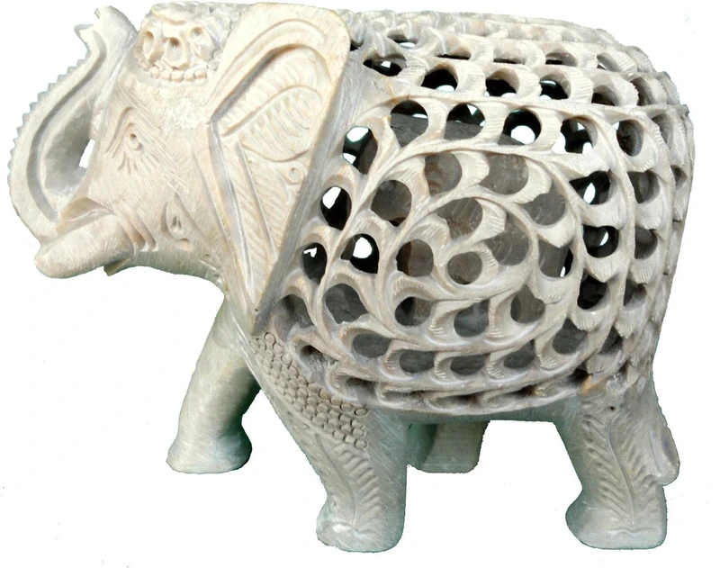 Pooja Creation Beautiful Elephant For DéCor Decorative Showpiece  -  10 cm(Stoneware, White)