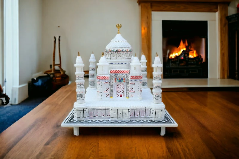 Pooja Creation White Marble Tajmahal Decorative Showpiece  -  15 cm(Stone, White)