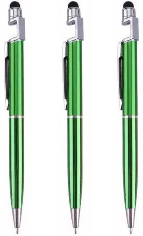RANJU CREATION Best Quality Set of 2 3 in 1 Multifunction Pen Use as a Mobile Stand, Screen Touch Stick Stylus and a Ball Stylus(Green)