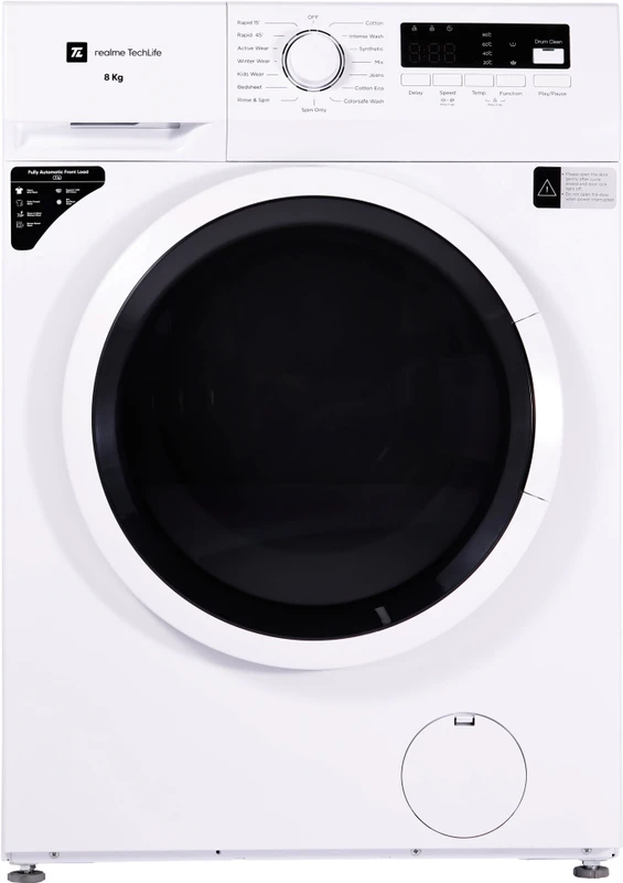 realme TechLife 8 kg Garment Sterilization Fully Automatic Front Load Washing Machine with In-built Heater White(RMFL80DW)