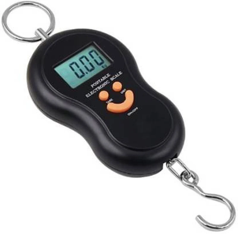 Rixim 40Kg Portable Handy Pocket Smile Mini Electronic Digital LCD Scale Hanging Fishing Hook Luggage Balance Weight Weighing Scales Weighing Scale(Black)