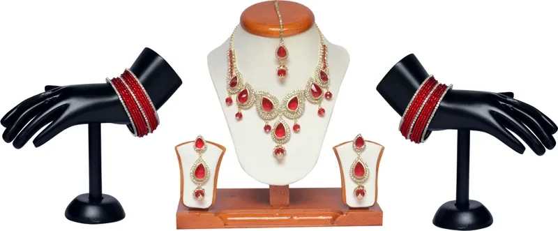 Royal Jewellers Alloy Gold-plated Red Jewellery Set(Pack of 1)