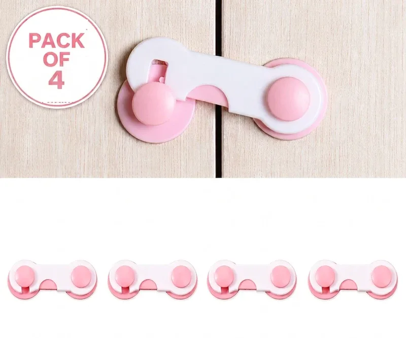Safe-o-kid Baby Safety Smiley End Lock, child safety lock for drawers, baby safety lock(WHITE & PINK3)