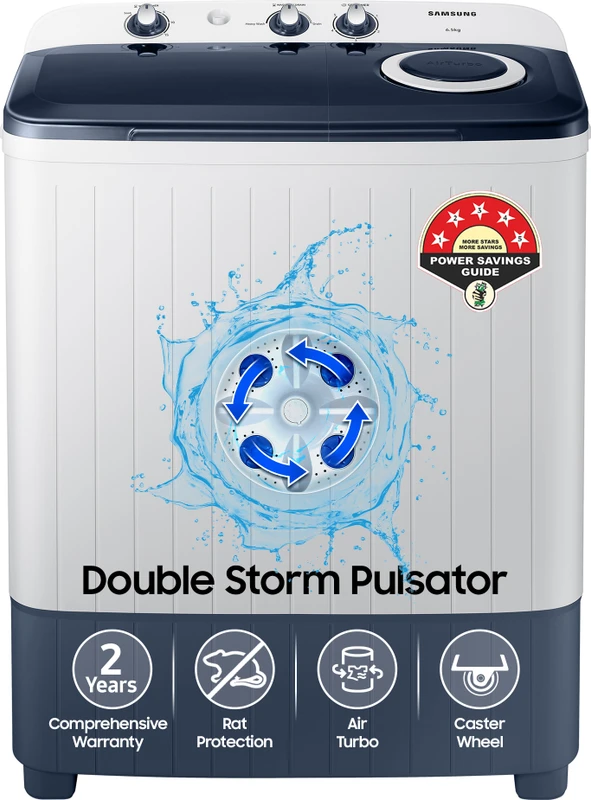 Samsung 6.5 kg 5 star, Air Turbo Drying Semi Automatic Top Load Washing Machine Blue, Grey(WT65R2200LL/TL)