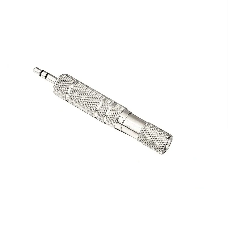 SeCro 3.5mm 1/8 inch TRS Plug to 6.35mm 1/4 inch Jack and 3.5mm female to 6.35 male plug Nickel Plated Set Audio Stereo Converter Headphone Adapter(Silver)