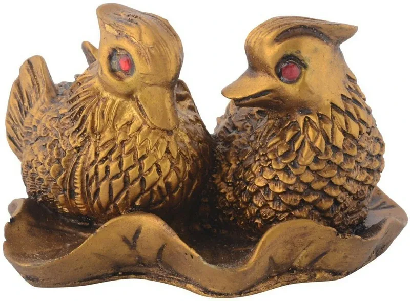 shakti Mandarin Ducks for Love Decorative Showpiece - 5 cm(Polyresin, Brown)