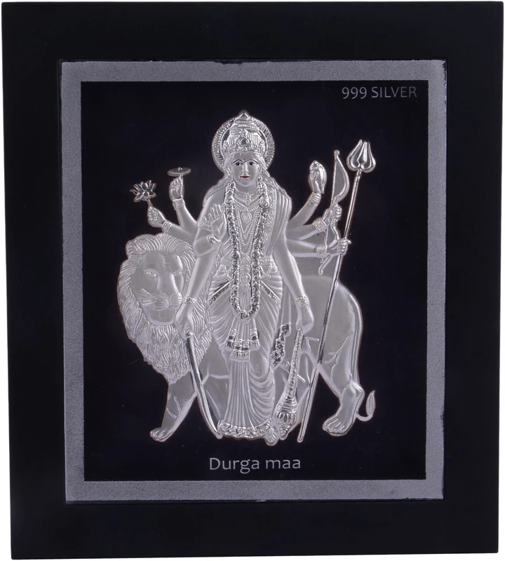 Siri Creations 999 Pure Silver Durga Matha Acralyic Frame Decorative Showpiece  -  15 cm(Silver, Silver)