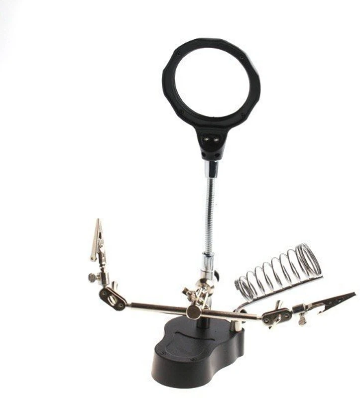 Star Magic Helping-Hand with Soldering Stand 3.5X Magnifying Glass(Black)