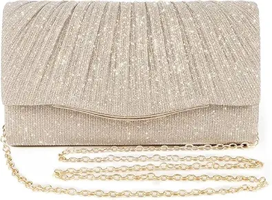 Stvin Clutch Purse for Women, Evening Wedding Handbag Clutches with Crossbody Gold Chain for Girls & Ladies