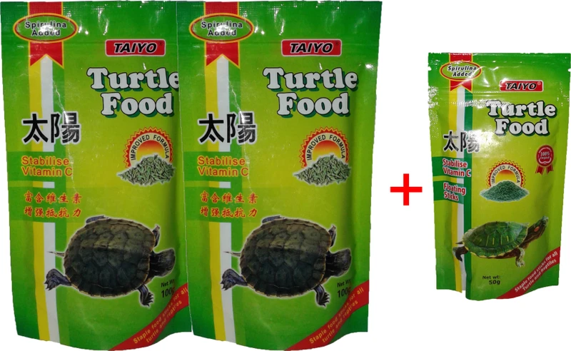 TAIYO Turtle Food 2x100gm + 50gm Pouch 0.21 kg (3x0.07 kg) Dry New Born Turtle Food